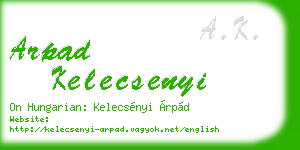 arpad kelecsenyi business card